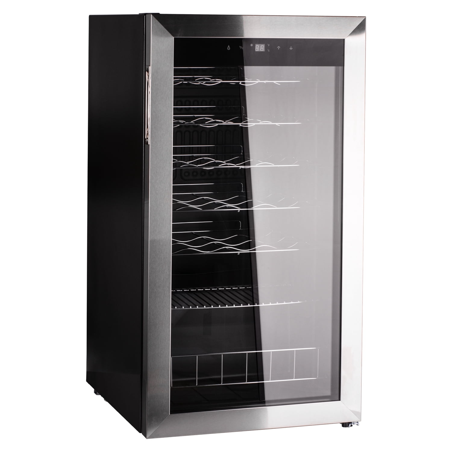 SMAD 3.1 Cu ft 28 Bottles Compressor Wine Coolers Stainless Steel Door No Frost Wine Fridges Freestanding Champagne Cooler, 110V