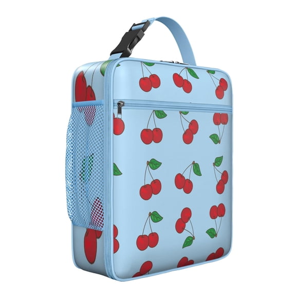 Sac à Lunch Cerise Mignon – Motif de Fruits Imprimé Rouge Rose Esthétique Cerises Sucrées pour Amateurs de Cerises Illustration de Bonbons d'Art Réutilisable Isolé