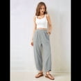thumbnail image 4 of Pantalones Anchos y Holgados para Mujer, Estilo Palazzo Harén, Informales, con Cintura Elástica y Bolsillos. Gris L, 4 of 10