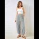 thumbnail image 4 of Pantalones Anchos y Holgados para Mujer, Estilo Palazzo Harén, Informales, con Cintura Elástica y Bolsillos. Gris XL, 4 of 10