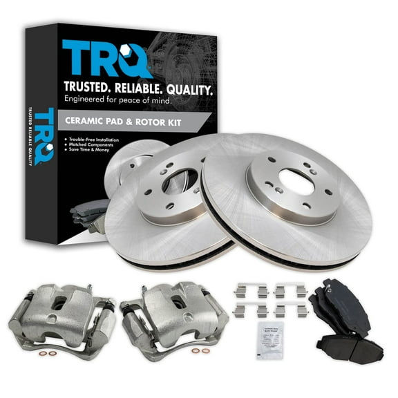 TRQ Front Brake Calipers Ceramic Pads & Rotors Fits Select 2003-2008 Honda Pilot