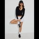 thumbnail image 5 of Camisas de Larga para Mujer, Moda de Otoño 2025, Cuello en V, Blusas Básicas, Blusas Ajustadas Y2K, Conjuntos Negro L, 5 of 8