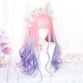 thumbnail image 3 of GAKA Long Wavy Synthetic Hair Pink Gradient Blue/Purple Cosplay Wig With Bangs For Women, 3 of 6