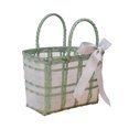 thumbnail image 2 of SLMOTUAE Clear Plastic Woven Beach Tote Bag, Stylish Vegetable Basket, Teacher Gift Flower Wrap Bag, Ribbon Tote Bag for Work, Shopping & Picnic, 2 of 8