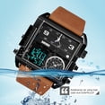thumbnail image 4 of Reloj deportivo digital Pantalla LED Reloj de cuarzo de moda Cuero de PU Zona horaria múltiple, 4 of 8