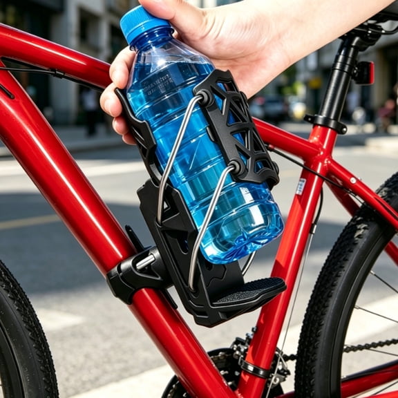Adjustable Bike Water Bottle Holder, Universal Handlebar Mount Cup Cage, Heavy‑Duty Drink Holder for Bicycle Motorcycle Scooter ATV E‑Bike, Quick‑Install Cycling Beverage Container Accessory, Black