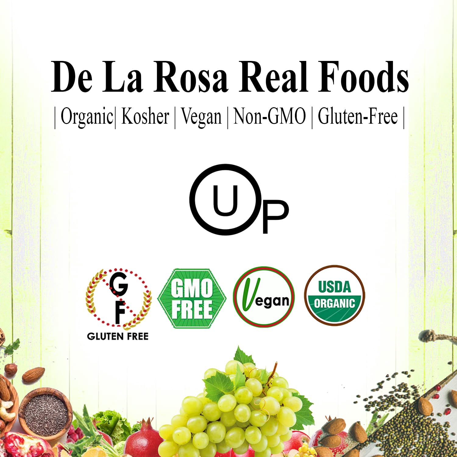 De La Rosa 613 Organic White Wine Vinegar, Filtered, Vegan, Gluten-Free, 5 Liters