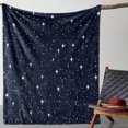 thumbnail image 2 of Vintage Starry Night Flannel Throw Blanket Soft Warm & Cozy Knit Blanket for Sofa Bed Car Office Camping & Travel All-Season Gift Red with White Star Patterns Ruffled Edges, 2 of 7