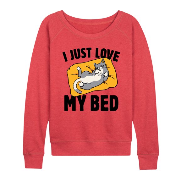 Instant Message - Cat Mom - I Just Love My Bed - Women's Lightweight French Terry Pullover