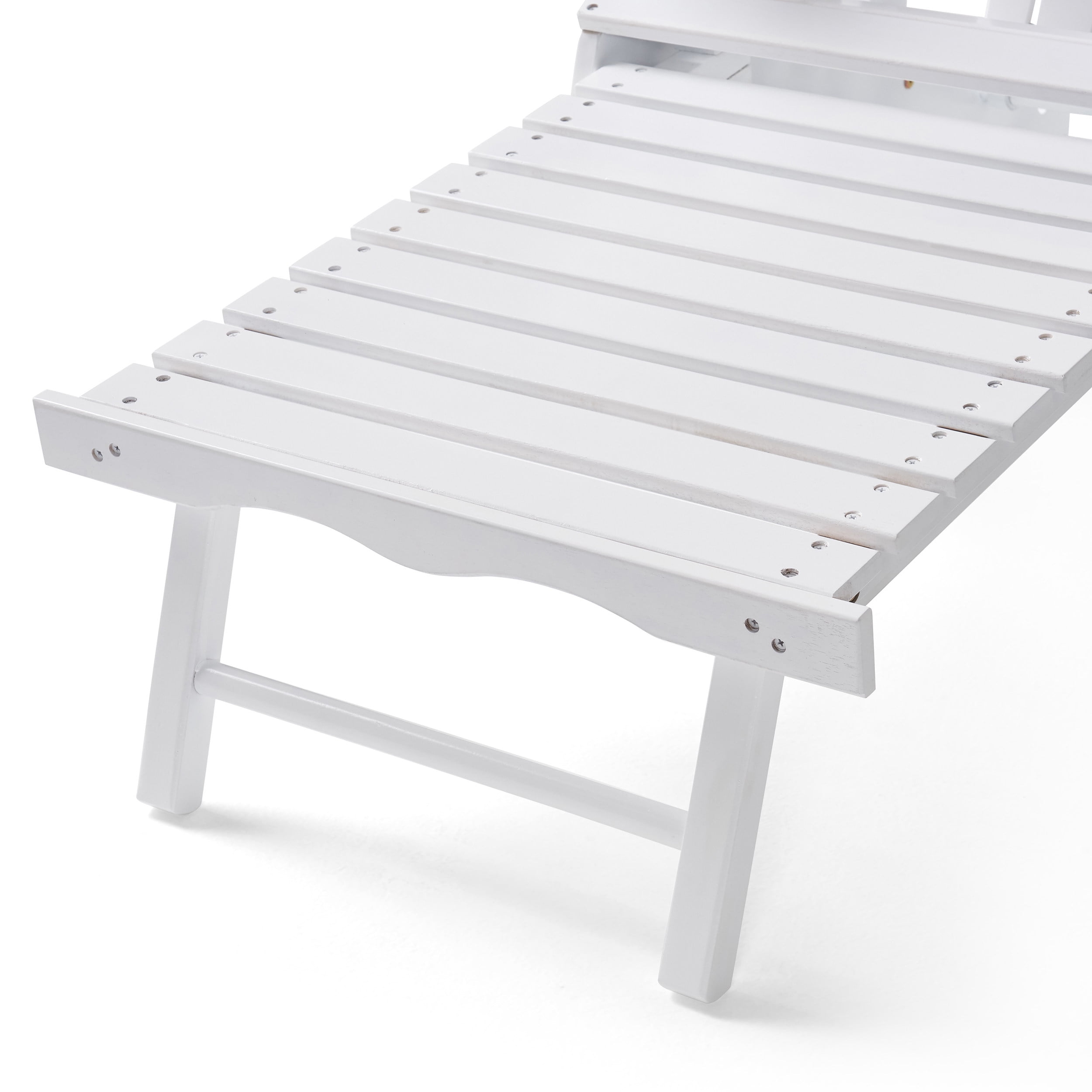 Kono Outdoor Acacia Wood Reclining Adirondack Chair with Footrest, White