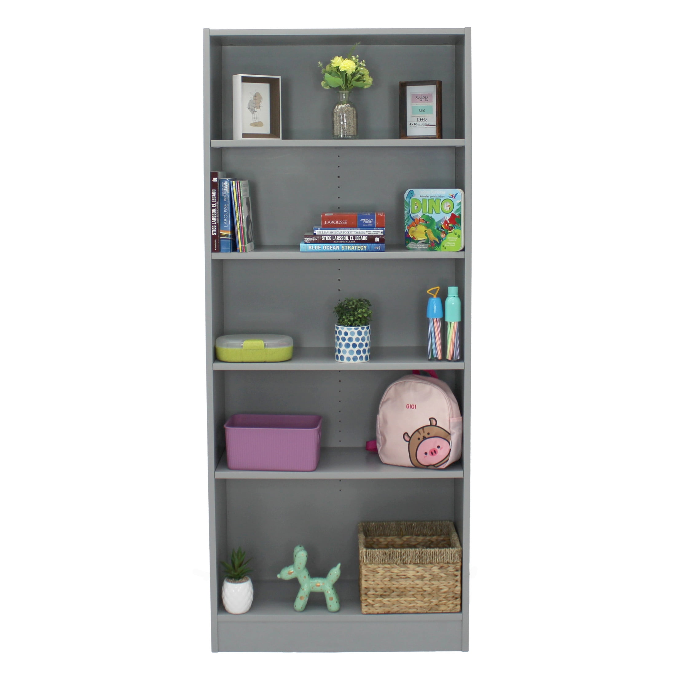 Factory Direct Partners All Ages Laminate Bookcase 5-Shelf 72" Height - Gray