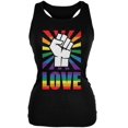thumbnail image 1 of LGBT Gay Pride LOVE Raised Fist Black Juniors Soft Tank Top - Small, 1 of 1
