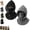 1 Black+1 Gray, variant on Double Layer Fleece Hooded Hat, 3-in-1 Winter Balaclava Face Cover with Adjustable Drawstring for Skiing, Hiking, Cycling and Outdoor Activities