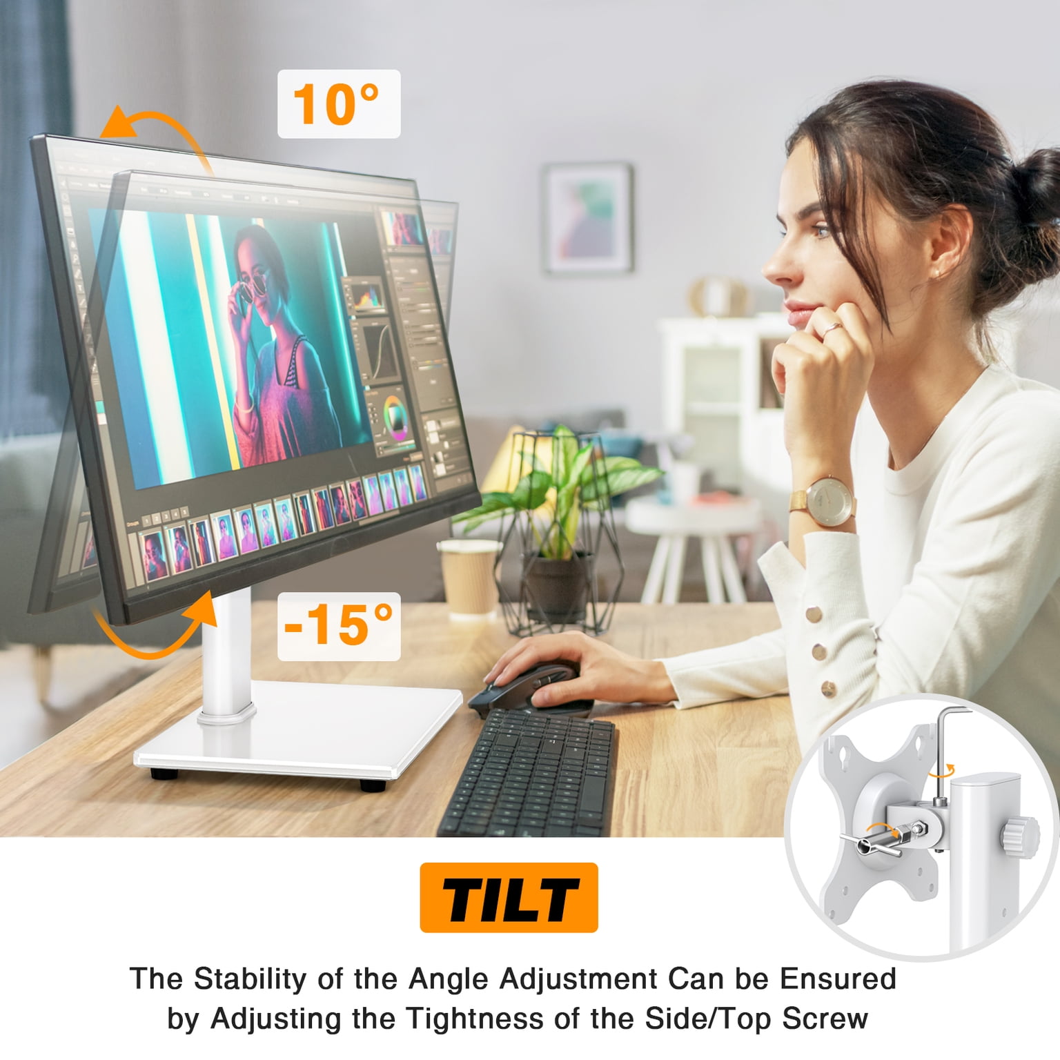 TAVR Furniture 360° Rotatable Table Top TV Stand for 13-32 inch TVs, 44 lbs Capacity, VESA 75x75mm 100x100mm, White