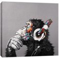 thumbnail image 1 of Modern Pop Art Decor - Thinking Monkey with Headphones Canvas Print Home Decor Wall Art, Frameless, (50 X 50 Cm), 20x20, 1 of 5