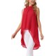 thumbnail image 4 of INSPIRAR CHIC Blusas sin mangas de gasa para mujer con cuello alto, lazo en la espalda, dobladillo asimétrico, camiseta de verano, L rojo, 4 of 6