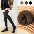 thumbnail image 2 of Xfvqtps Womens Thigh High Socks Long Tube Over Knee Length Plush Lining Solid Color Thick Insulation Loop Thigh Socks Black, 2 of 4