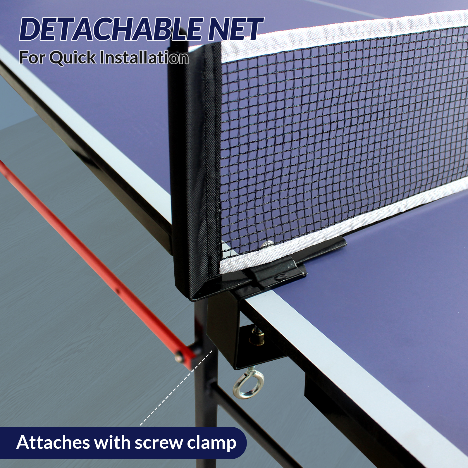 ZIVACATE 8ft Mid-Size Table Tennis Table, Foldable&Portable, Ping Pong Table with Net, 2 Table Tennis Paddles and 3 Balls for Indoor Outdoor Game-(Blue,Black)