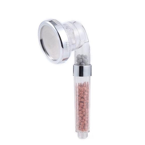 Shower Head Powerful Flow with Beads Filter Pressure Boosting Shower Head Spray with 3 Modes Water Saving Bathing for Adults Children Pets Home and Gym Use (White)