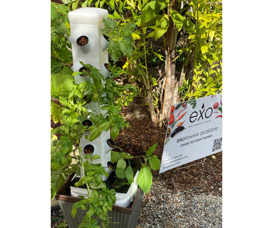 Exo Hydroponics 7 Tier Vertical Garden Planter Tower, Vertical gardening Indoor/outdoor, 28 Stacking Garden Pots, Includes Irrigation Tubing & Water Pump, 100% Money Back Guarantee