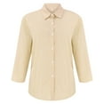 thumbnail image 4 of Women Leisure Shirts Solid Color Lapel 3/4 Sleeve Button Down Thin Comfy Classic Fit Shirt, 4 of 8