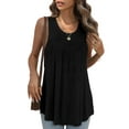 thumbnail image 2 of Mengpipi Tank Top for Women Summer Pleated Loose Casual Sleeveless Tunic Tops , Black-XXL(US 20-22), 2 of 5