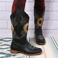 thumbnail image 6 of SACFOF Cowboy Boots for Women Square Toe Sunflower Cowgirl Boots Mid Calf Western Embroidered Stitched Low Heel Boots, 6 of 7