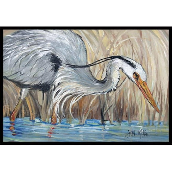 Carolines Treasures  Blue Heron In The Reeds Indoor & Outdoor Mat, 18 x 27 in.