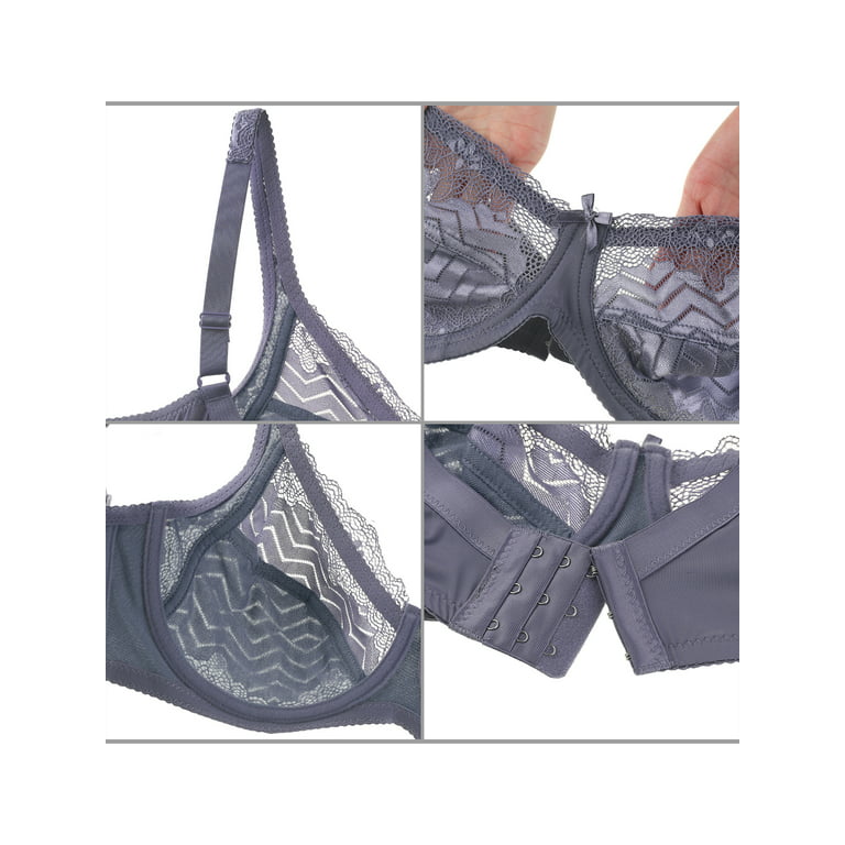 Agnes Orinda Women's Plus Size Underwire Push-Up Lace Trim Bra and Panty Set