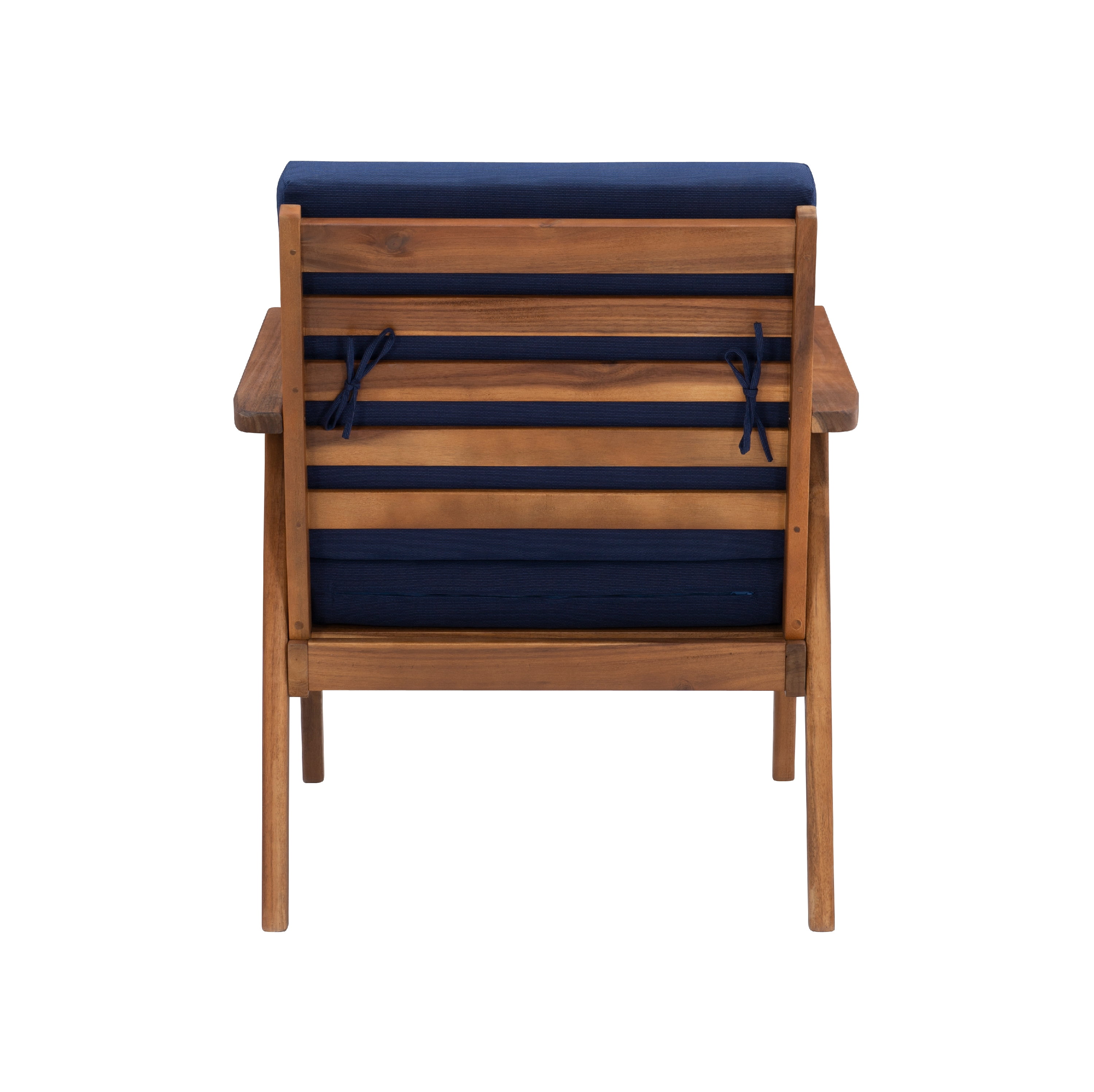 Linon Lathan 4-Piece Acacia Outdoor Conversation Set with Coffee Table, Loveseat & Chairs, Walnut/Dark Blue