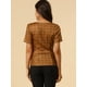 thumbnail image 5 of Blusa de Cuadros con Cuello Cuadrado para Mujer Allegra K Marrón L, 5 of 6