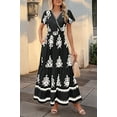 thumbnail image 5 of Womens 2025 Summer Casual V Neck Boho Maxi Dress Flowy Aline Bell Sleeve Tiered Floral Dresses with Pocket Black L, 5 of 7