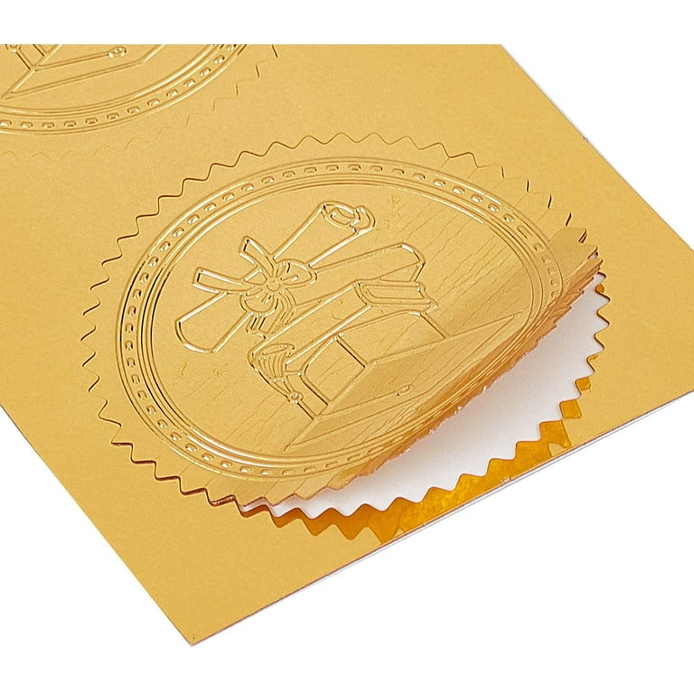 500 Pieces Gold Embossed Envelope Seals Stickers Adhesive Seal Stickers  Vintage Embossed Foil Certificate Seal Plant DIY Labels for Wedding