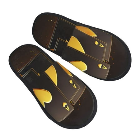 

JUNZAN Casino Playing Cards Slippers for Women House Shoes Non Slip Indoor/Outdoor Pineapple And Cactus Designs-Medium