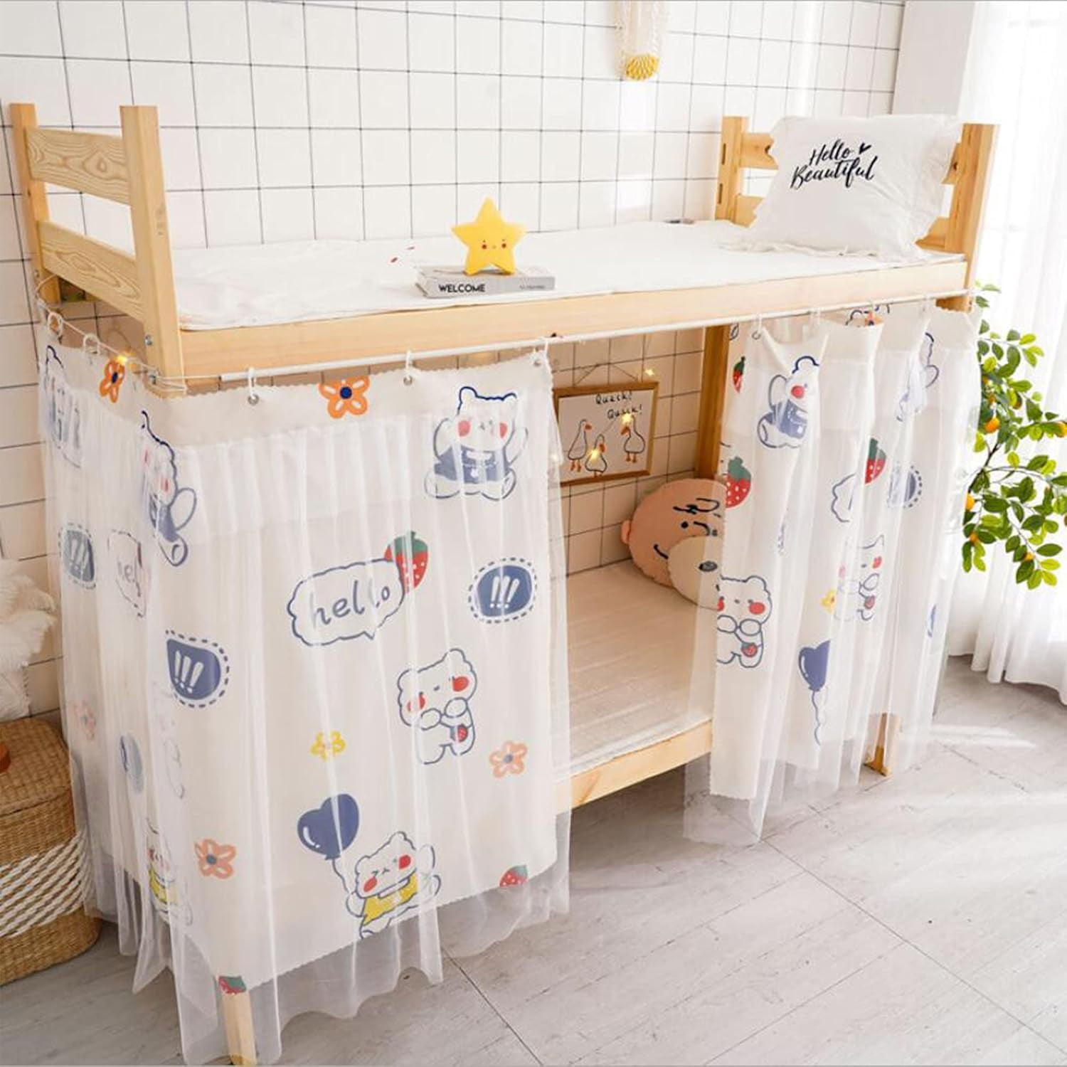 CAILDANL 2 Panels,Bottom Bunk Bed Curtains Cloth Breathable Bed Canopy Students Curtain Shading Nets for Single Bed