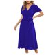 thumbnail image 2 of Puntoco Vestido De Manga Corta Con Cuello En V, Vestido De Verano Para Mujer, Ajustado, Plisado, Con Cinturón, Manga Corta, Cuello En V, Línea A, Azul S, 2 of 6