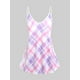 thumbnail image 1 of Tank Top Estratificado de Tirantes Finos de Cuadros de Talla Extra Rosegal Camisetas sin mangas de talla grande, 1 of 5