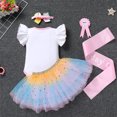 thumbnail image 6 of IBTOM CASTLE Toddler Baby Girl Unicorn 1st 2nd 3rd Birthday Outfit Romper + Rainbow Tutu Skirt + Headband + Sash + Badge 5PCS Princess Dress up Clothes Set for Cake Smash Photo Shoot, 6 of 8