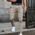 thumbnail image 3 of OmicGot Popular Mid-rise Checkered Pattern Pants Bottoms Men Pants, 3 of 4