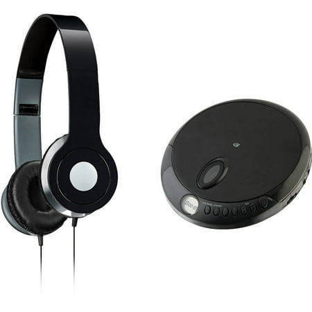 GPX PC301B Personal CD Player and iLive IAH54 On-Ear Headphones