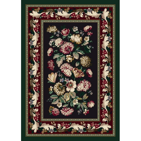 Milliken Black Bordered Vines Area Rug Chelsea Onyx - Aprx 3' 10" x 5' 4"