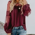 thumbnail image 6 of Fall !gakvbuo Women Fashion Lace Patchwork Long Sleeve Blouse Casual Loose Tops T-Shirt, 6 of 9