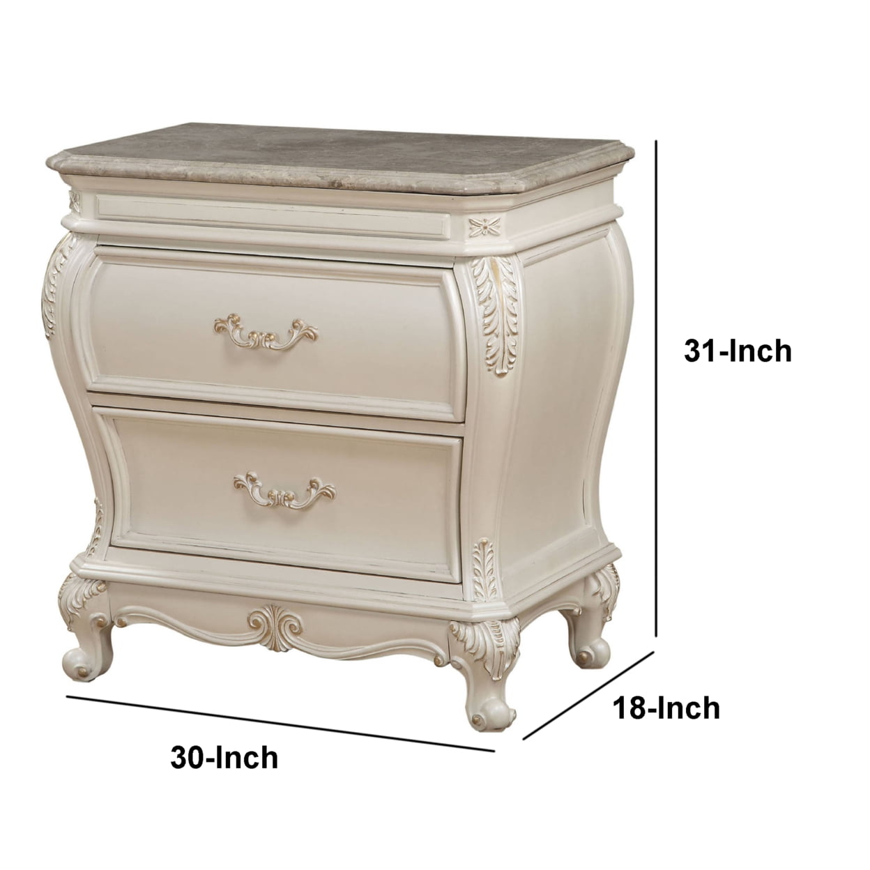 Acme Chantelle Nightstand in Pearl White