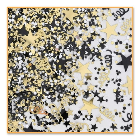 0.5 Award - Pack of 6 Metallic Black, Silver and Gold Awards Night Celebration Confetti Bags 0.5 oz.