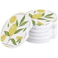 thumbnail image 1 of FMSHPON Simple Lemon and Leaf Yellow Border Set of 2 Car Coaster for Drinks, Absorbent Ceramic Stone Coasters Cup Mat with Cork Base for Home Kitchen Room Coffee Table Bar Decor, 1 of 5