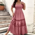 thumbnail image 2 of CIENVNSTG Women's 2026 Summer Short Sleeves Boho Floral Print Square Neck Beach Casual Flowy Long Maxi Dress Loose Vacation Sundress Pink L, 2 of 4
