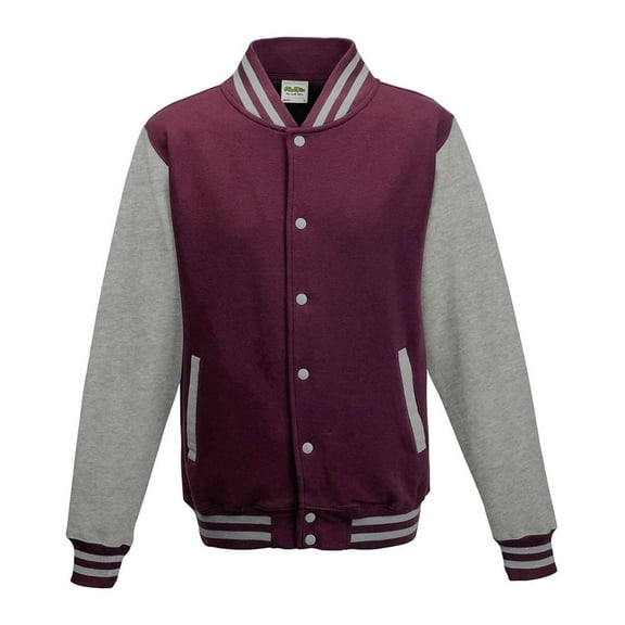 Just Hoods By Awdis Letterman Jacket-Burgundy/H. Grey-3X