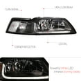 thumbnail image 5 of DNA Motoring For 99-04 Ford Mustang LED DRL Black Clear Corner Headlight Lamps Pair, 5 of 7