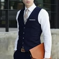 thumbnail image 4 of UDIYO Business Men 4 Buttons V-Neck Sleeveless Waistcoat Slim Fit Working Wedding Vest, 4 of 7