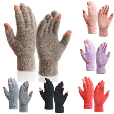 

AJZIOJIRO Kids Boys Girls Winter Knit Gloves Dew Two Fingers Glove for Writing Thick Knit Gloves Toddler Cold Weather Children Warm Touchscreen Gloves